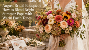 August Bridal Bouquets How to Blend Bright Summer Pops with Warm Earth Tones