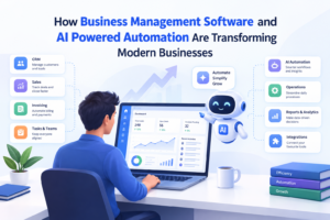 Managing a growing business involves more than selling products or delivering services. Teams need to handle customers, sales, invoices, employees, inventory, communication, reporting, and daily operations while making quick and informed decisions. However, many businesses still depend on spreadsheets, emails, messaging apps, accounting tools, and separate CRM systems to manage these activities. While each tool may solve a specific problem, managing information across multiple disconnected systems can create unnecessary work. This is where Business Management Software can make a difference. A connected business management system brings important processes together, giving teams better visibility and reducing repetitive manual work. When combined with AI Powered Automation, it can go beyond simply storing information by helping businesses process data, automate tasks, identify patterns, and support everyday decision-making. What Is Business Management Software? Business Management Software is a digital solution that helps businesses manage multiple operational activities through a connected system. Depending on the business, it can include: Customer relationship management Sales pipeline management Invoicing and billing Business dashboards Workflow automation Customer data management Reporting and analytics Team and task management Third-party integrations Operational tracking Instead of employees moving information between several applications, connected software allows information to flow between different business processes. For example, when a new customer enquiry arrives, the system can capture the lead, assign it to the right salesperson, track follow-ups, manage the sales opportunity, and connect the process with invoicing or other workflows. This creates a more organized flow from: Lead → Sales → Follow-Up → Customer → Invoice → Reporting The Problem With Disconnected Business Tools Many businesses do not have a lack of software. Instead, they have too many disconnected tools. Sales information may be stored in a CRM, financial information in accounting software, operational data in spreadsheets, and customer conversations across email or messaging platforms. This can create several challenges. Scattered Information Employees may have to search through different systems to find customer or business information. Managers may also need data from multiple sources before understanding what is happening. Repetitive Data Entry When applications do not communicate with each other, employees may have to enter the same information multiple times. This takes time and increases the possibility of errors. Missed Follow-Ups When follow-ups depend on spreadsheets, personal reminders, or messages, important opportunities can be overlooked. Time-Consuming Reports Business leaders need accurate information to make decisions. But collecting information manually from different systems can make reporting slow and inefficient. Limited Visibility Different departments often see only their part of the business. A connected system can provide a more complete view of customers, sales, operations, and financial activities. How Business Management Software Helps The primary value of Business Management Software is not simply having more features. It is connecting business processes. Consider a customer journey. A customer submits an enquiry through a website. The lead is captured and assigned to a salesperson. The salesperson follows up, updates the opportunity, and sends a quotation. Once the customer agrees, the next business process can be triggered. Instead of treating every activity separately, the system connects them. This reduces unnecessary manual steps and provides teams with greater visibility into what is happening. What Is AI Powered Automation? Traditional automation generally follows predefined rules. For example: When a new lead arrives → assign it to the sales team. When an invoice is created → notify the finance team. When a task is completed → move the workflow to the next stage. AI Powered Automation adds another layer of intelligence to these workflows. AI can help interpret information, summarize conversations, classify data, extract information from documents, identify patterns, and support employees with suggested actions. Businesses can use AI to assist with activities such as: Lead classification Customer conversation summaries Document processing Data organization Follow-up assistance Business summaries Workflow recommendations Information retrieval The purpose is not necessarily to replace employees. Instead, AI can reduce repetitive work and allow employees to spend more time on activities that require communication, creativity, judgment, and decision-making. Business Management Software + AI Powered Automation The combination of Business Management Software and AI Powered Automation can create a more connected and intelligent business workflow. For example, imagine a company receiving hundreds of enquiries every month. A traditional system may simply store those enquiries. A rule-based automation system could assign them to different sales representatives. An AI-powered workflow could additionally help understand the enquiry, categorize the requirement, summarize the customer's request, and suggest the next action. This reduces the amount of manual processing required from employees. The workflow can look like: Customer Enquiry → AI Processing → Classification → Suggested Action → Automated Workflow → Team Review The exact process will depend on the business, but the goal is the same: use technology to remove unnecessary manual steps. Key Benefits of AI Powered Automation 1. Reduce Repetitive Work Employees often spend hours performing administrative tasks such as organizing information, updating records, processing documents, and preparing routine reports. AI-powered workflows can automate or assist with these activities. 2. Improve Lead Management Leads can come from websites, advertising campaigns, social media, email, and other channels. A connected system can bring leads into a central workflow while AI can assist with categorization, prioritization, and follow-up. 3. Process Business Documents Businesses work with quotations, invoices, purchase orders, forms, and reports. AI can help extract relevant information from these documents and organize it within the appropriate workflow. 4. Access Information Faster Employees often need information before completing a task. AI can help retrieve and summarize relevant business information, reducing the time spent searching through different systems. 5. Improve Business Visibility Dashboards can bring important information into one place. When different workflows are connected, managers can get a clearer view of sales, customers, operations, and other activities. 6. Support Better Decisions Business systems collect large amounts of information. AI can help turn that information into summaries and useful insights, allowing decision-makers to spend more time interpreting information instead of manually collecting it. Why Custom Business Management Software Matters Every business operates differently. A manufacturing company may need production tracking and operational dashboards. A retail company may focus on sales, inventory, and customer information. A service company may require lead management, project workflows, invoicing, and customer communication. A generic software platform may offer many features, but businesses may still have to change their processes to fit the system. A custom approach starts with understanding the business workflow. The software can then be designed around the company's actual requirements, including custom dashboards, CRM stages, approval processes, integrations, invoicing workflows, and automation. This creates a system that supports the way teams actually work. How Dhumi Approaches Business Management Software Dhumi follows a workflow-first approach to Business Management Software. Instead of asking businesses to completely change their existing processes, the approach begins by understanding how the business operates. Workflows can then be mapped, bottlenecks identified, and software designed around those requirements. Dhumi's business management solution brings capabilities such as CRM, dashboards, invoicing, automation, integrations, and AI-powered workflows together in a connected system. The solution is designed around four key stages: understanding and mapping the workflow, designing the system around the actual business process, launching a working solution, and continuously improving it as business requirements evolve. For businesses operating in India, the solution also highlights capabilities such as GST-ready invoicing and WhatsApp integration. What to Consider Before Choosing Business Management Software Before selecting a platform, businesses should consider more than the number of features available. Does it fit your workflow? The software should support the way your team actually works. Can it integrate with existing tools? Check whether your important business applications can be connected. Can workflows be customized? Different businesses have different processes, so automation should be adaptable. Can AI solve a real business problem? AI should be applied where it can provide practical value rather than being added simply as a feature. Can the system grow with your business? Your software should be able to evolve as your customers, employees, and operations increase. Will your team use it? A powerful platform is only valuable when employees can use it effectively in their daily work. Conclusion Modern businesses need more than individual software tools. They need connected systems that help people manage work more efficiently. Business Management Software can bring CRM, sales, invoicing, dashboards, reporting, and operational workflows into a connected environment. AI Powered Automation can make those workflows more intelligent by assisting with repetitive tasks, document processing, lead management, information retrieval, and business analysis. The goal is not simply to add more technology. The goal is to make business operations easier to manage. When software is designed around real business workflows and AI is applied to meaningful tasks, businesses can reduce manual effort, improve visibility, and create more connected operations. For businesses looking to move beyond spreadsheets, disconnected applications, and repetitive processes, combining Business Management Software with AI Powered Automation can provide a practical foundation for building smarter and more scalable business operations.