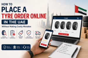 Toyo tyres for SUV parked on UAE desert road