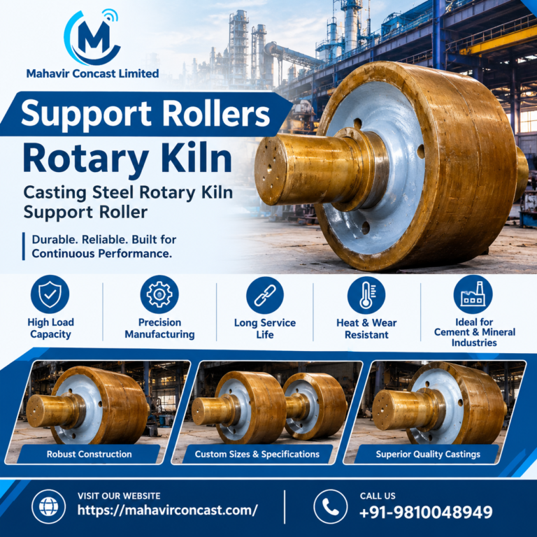 support rollers, rotary kiln support roller, casting steel rollers, kiln support wheel, industrial roller castings, MahavirConcast, Support Rollers Rotary Kiln, Casting Steel Rotary Kiln Support Roller
